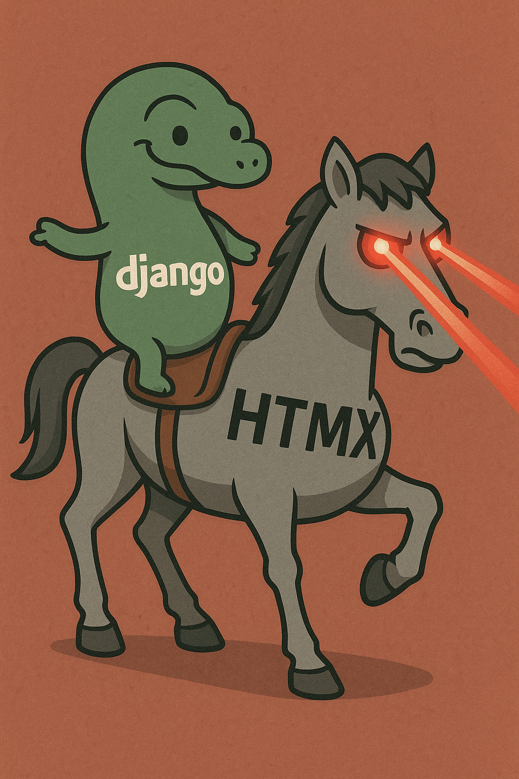 Django snake riding the HTmX horse