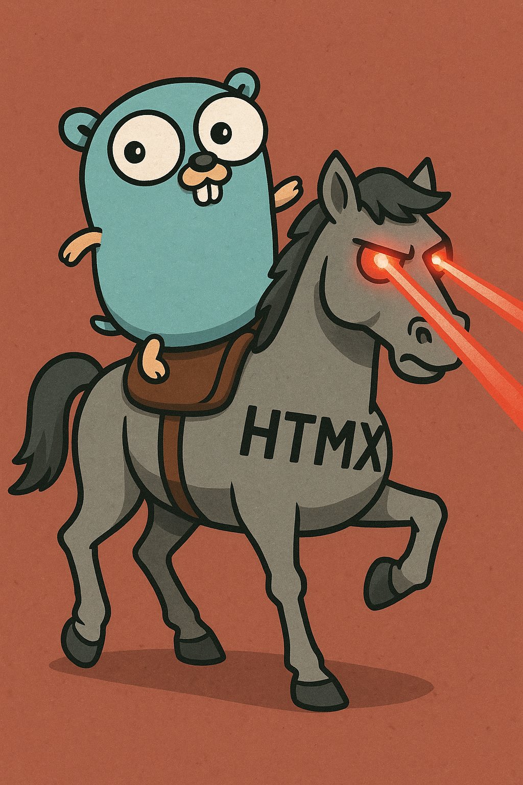 Golang Gopher riding HTMX Horse