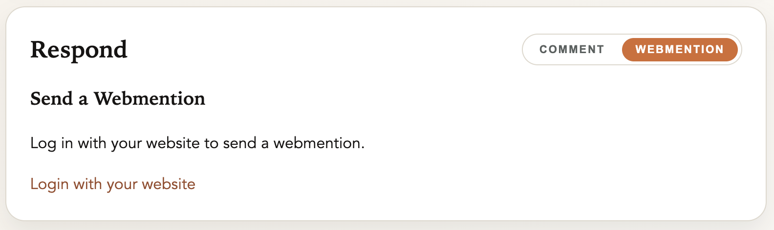 screenshot of webmention login notice