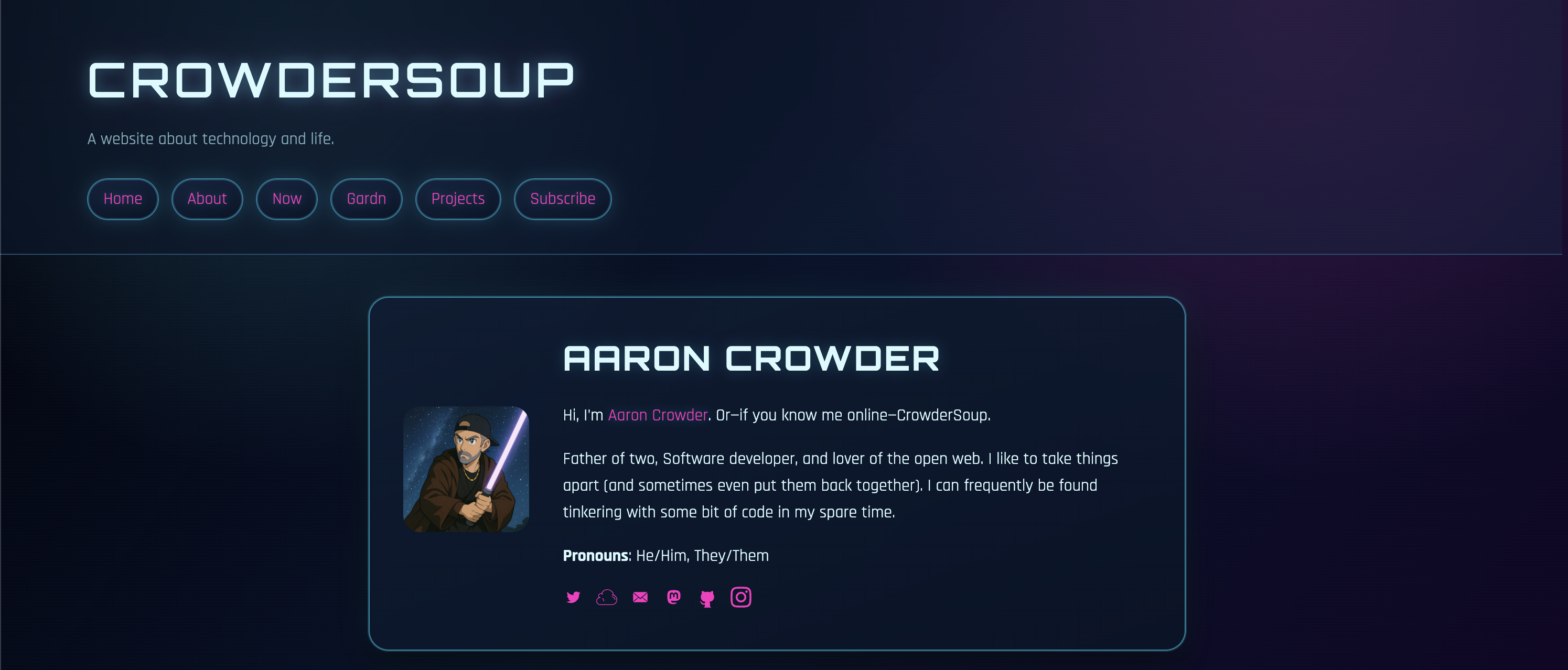 a screenshot of the theme for https://crowdersoup.com