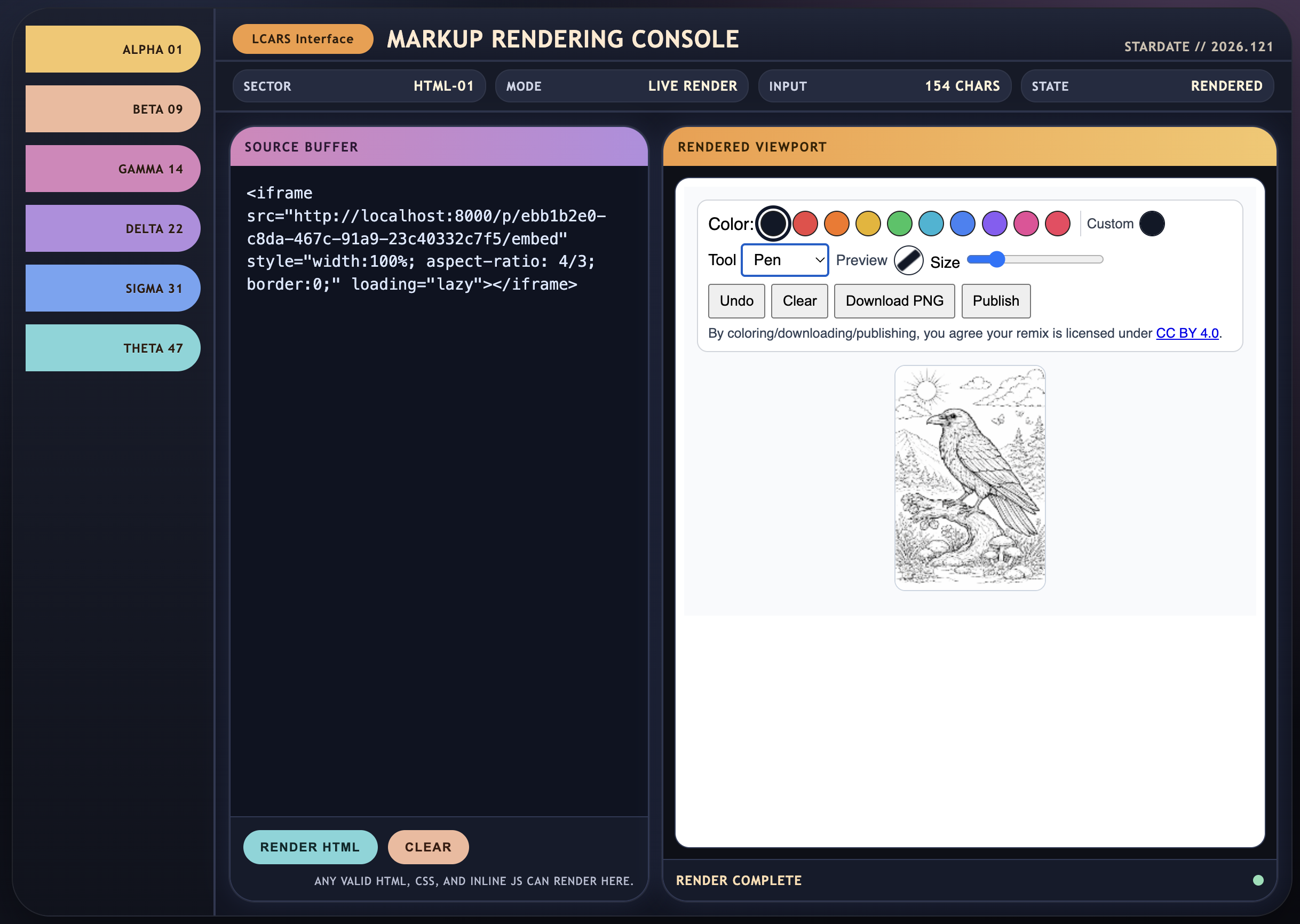 lcars html rendering tool