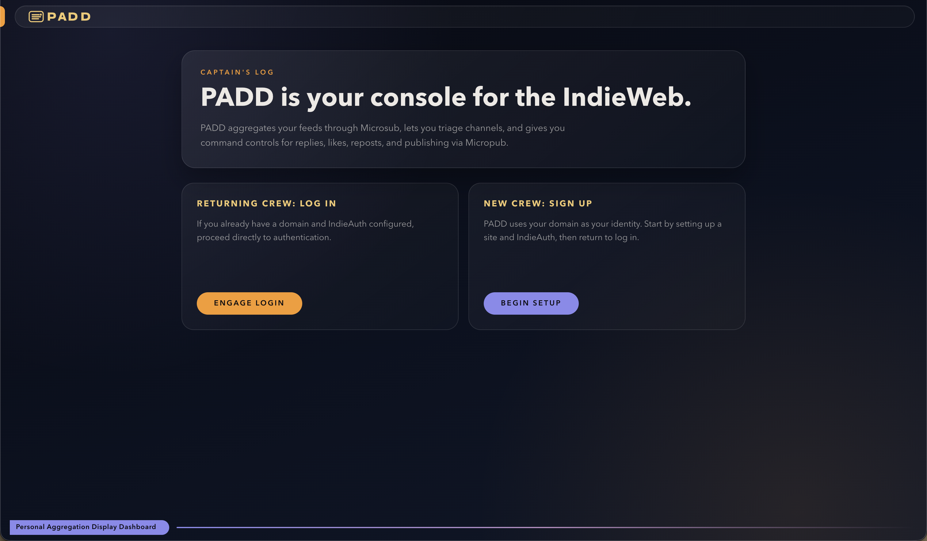 PADD landing page