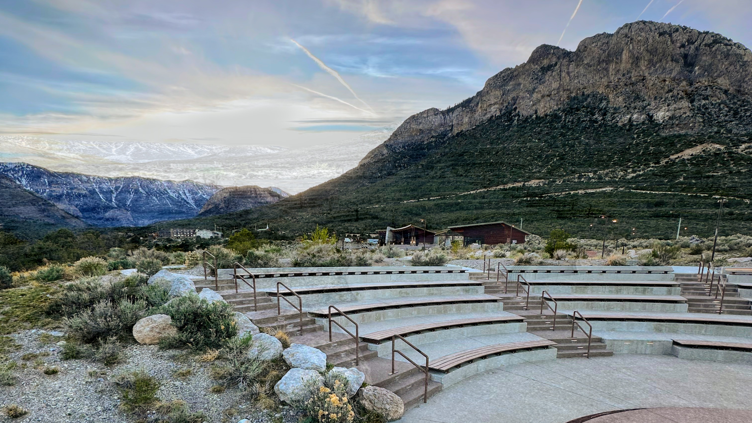 a view of cathedral rock at sunset